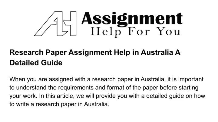research paper assignment help in australia
