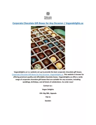 Corporate Chocolate Gift Boxes for Any Occasion  Vegandelights.se