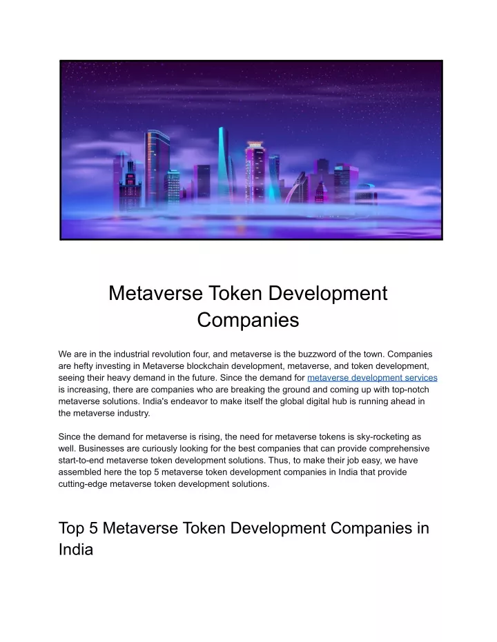 metaverse token development companies
