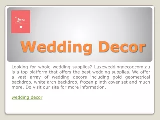 Wedding Decor | Luxeweddingdecor.com.au