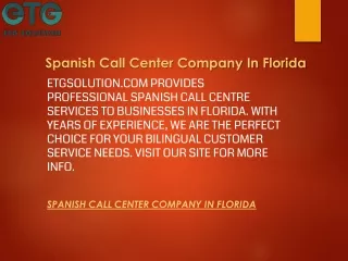 Spanish Call Center Company In Florida  Etgsolution.com