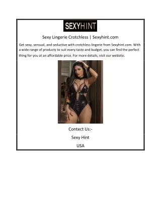 Sexy Lingerie Crotchless | Sexyhint.com