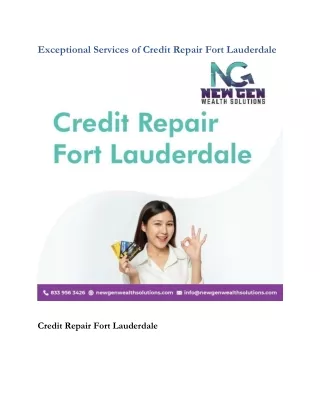 Exceptional Services of Credit Repair Fort Lauderdale