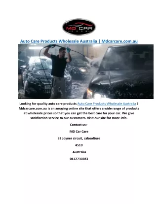 Auto Care Products Wholesale Australia  Mdcarcare.com.au