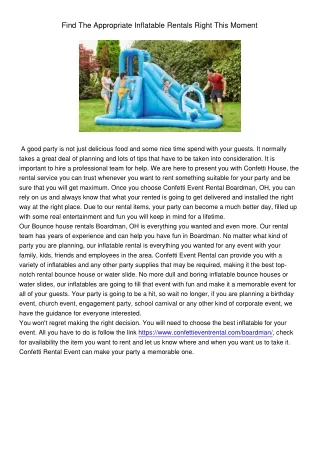 find the appropriate inflatable rentals right