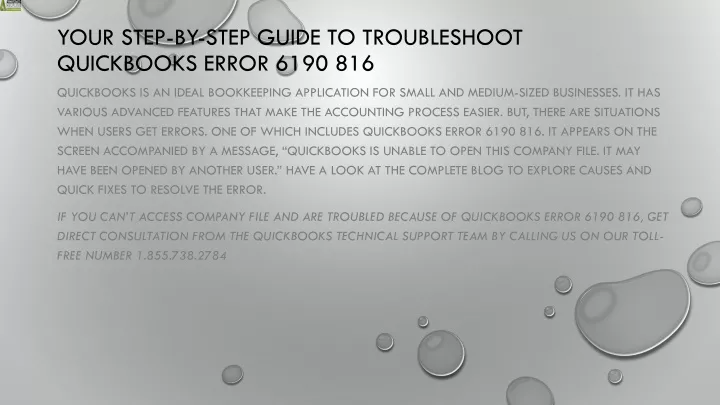 your step by step guide to troubleshoot quickbooks error 6190 816