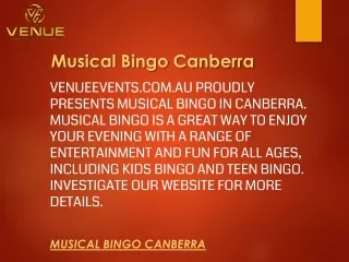 Musical Bingo Canberra  Venueevents.com.au