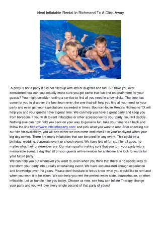 ideal inflatable rental in richmond tx a click