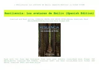 ^DOWNLOAD-PDF) Resiliencia Los avatares de Emilio (Spanish Edition) in format E-PUB