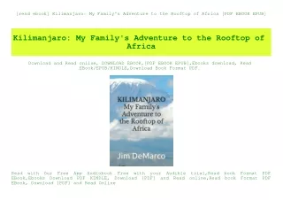 [read ebook] Kilimanjaro My Family's Adventure to the Rooftop of Africa [PDF EBOOK EPUB]