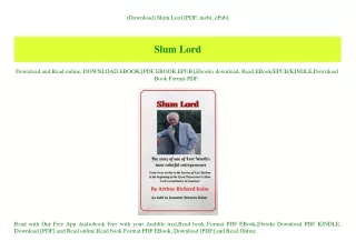 (Download) Slum Lord [PDF  mobi  ePub]