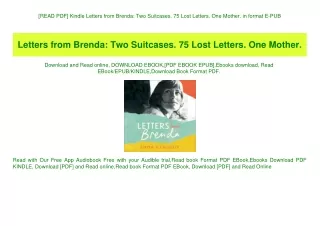 [READ PDF] Kindle Letters from Brenda Two Suitcases. 75 Lost Letters. One Mother. in format E-PUB