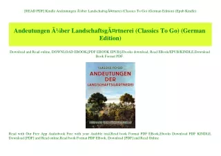 [READ PDF] Kindle Andeutungen ÃƒÂ¼ber LandschaftsgÃƒÂ¤rtnerei (Classics To Go) (German Edition) (Epub Kindle)