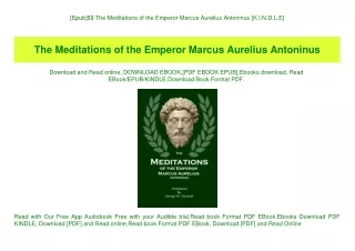 [Epub]$$ The Meditations of the Emperor Marcus Aurelius Antoninus [K.I.N.D.L.E]