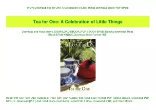 [PDF] Download Tea for One A Celebration of Little Things download ebook PDF EPUB