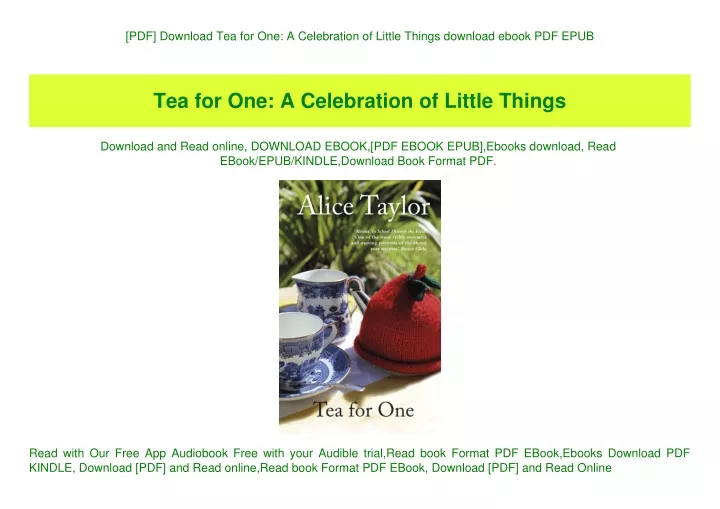 pdf download tea for one a celebration of little