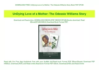 DOWNLOAD FREE UnDying Love of a Mother The Odessie Williams Story Book PDF EPUB