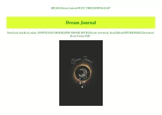 [READ] Dream Journal #P.D.F. FREE DOWNLOAD^