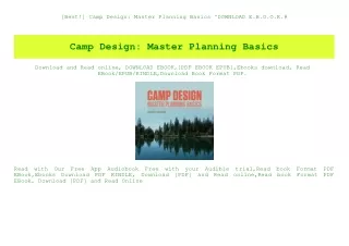 [Best!] Camp Design Master Planning Basics ^DOWNLOAD E.B.O.O.K.#