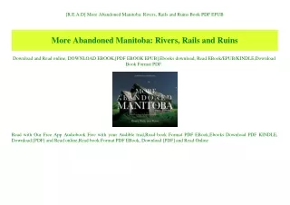 [R.E.A.D] More Abandoned Manitoba Rivers  Rails and Ruins Book PDF EPUB