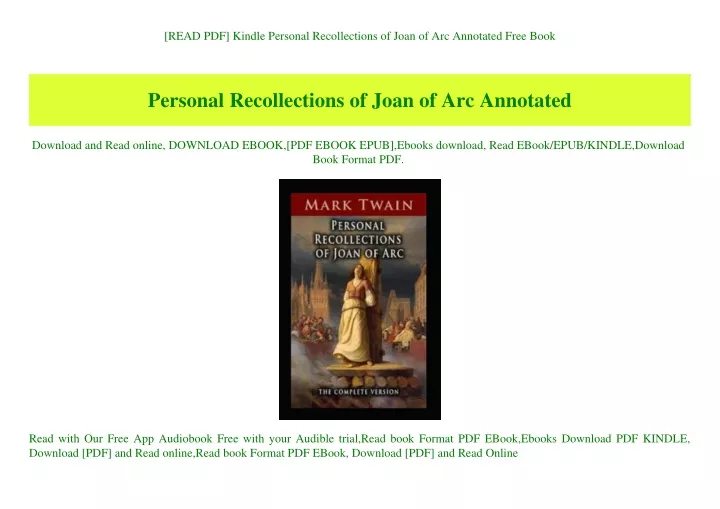 read pdf kindle personal recollections of joan