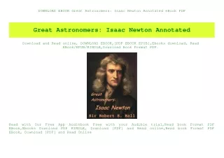 DOWNLOAD EBOOK Great Astronomers Isaac Newton Annotated eBook PDF