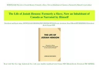 DOWNLOAD The Life of Josiah Henson Formerly a Slave  Now an Inhabitant of Canada as Narrated by Himself {read online}