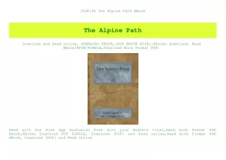 [Pdf]$$ The Alpine Path EBook