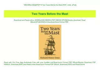 ^#DOWNLOAD@PDF^# Two Years Before the Mast [PDF  mobi  ePub]