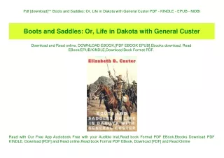 Pdf [download]^^ Boots and Saddles Or  Life in Dakota with General Custer PDF - KINDLE - EPUB - MOBI