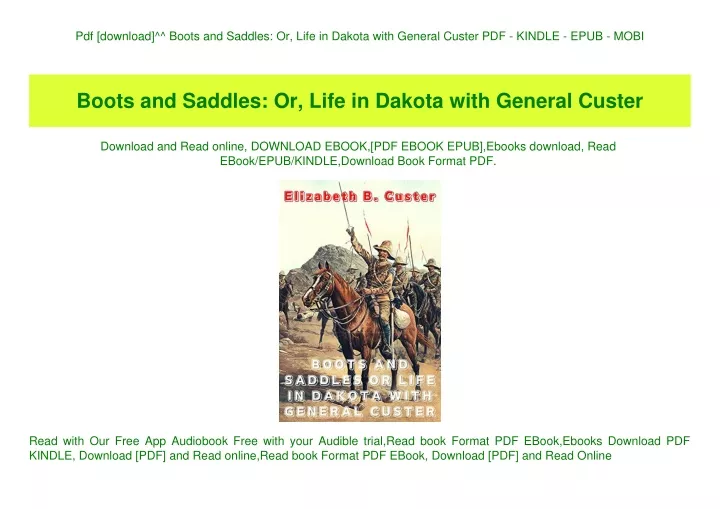 pdf download boots and saddles or life in dakota