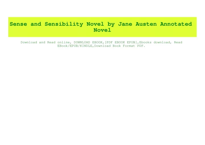 sense and sensibility novel by jane austen