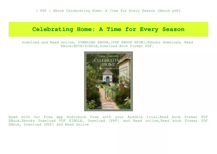 pdf ebook celebrating home a time for every
