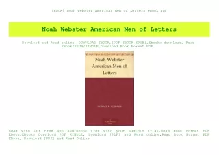 [BOOK] Noah Webster American Men of Letters eBook PDF