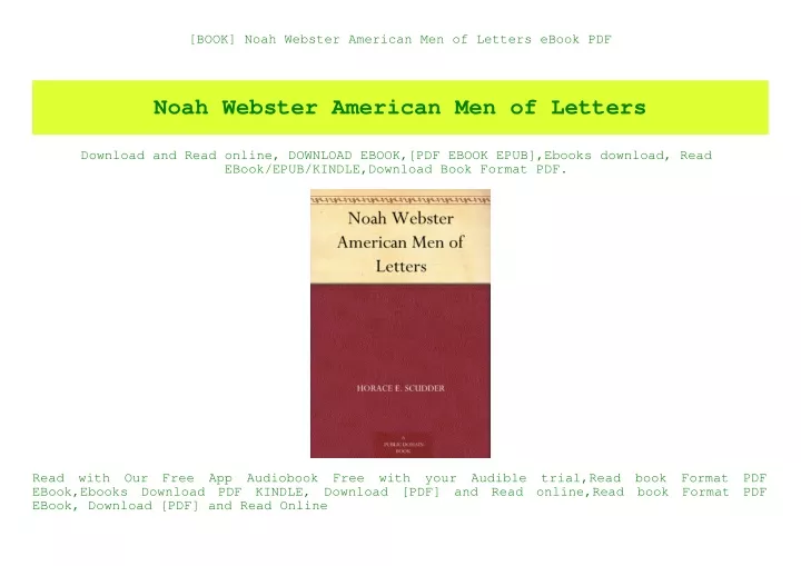 book noah webster american men of letters ebook