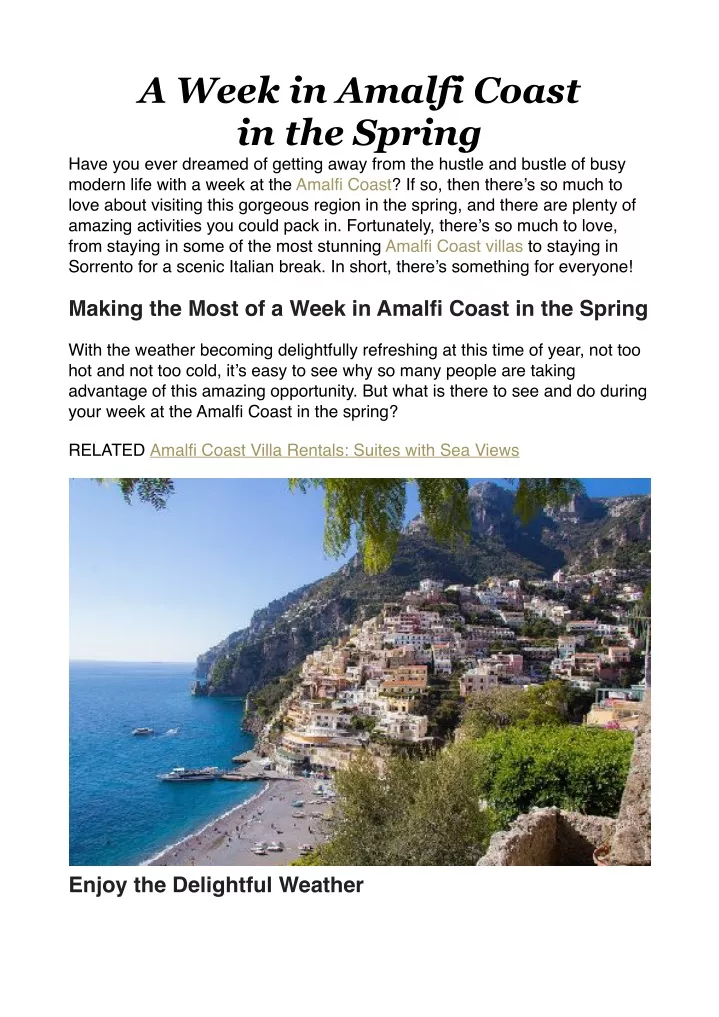 a week in amalfi coast in the spring have