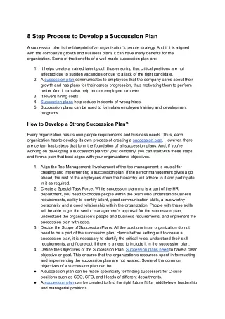 8 step process to develop a succession plan