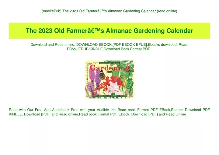 mobi epub the 2023 old farmer s almanac gardening