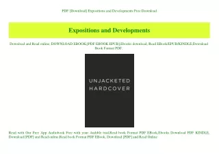 PDF [Download] Expositions and Developments Free Download
