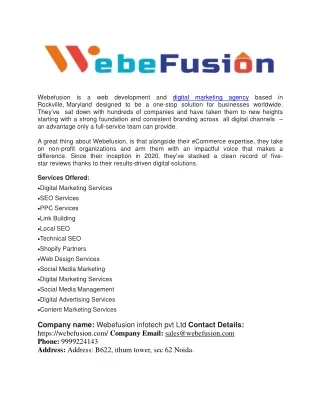 webefusion is a web development and digital