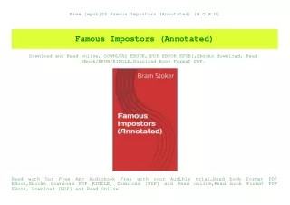 Free [epub]$$ Famous Impostors (Annotated) [W.O.R.D]