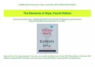 DOWNLOAD The Elements of Style  Fourth Edition [PDF EBOOK EPUB KINDLE]