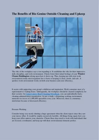 the benefits of bio genius outside cleaning