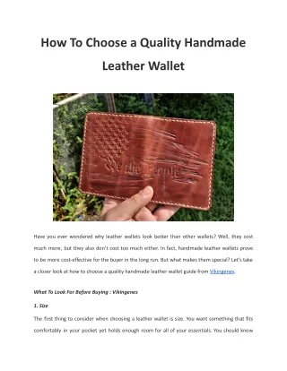 How To Choose a Quality Handmade Leather Wallet