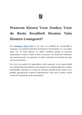 Waarom Kiezen Voor Zonkey Voor de Beste Kwaliteit Houten Tuin Houten Loungeset?