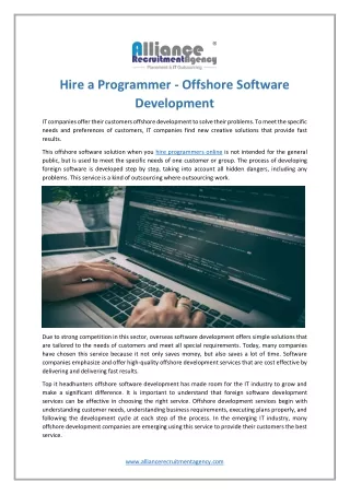 Online Developer, Coder, and Programmer Hiring