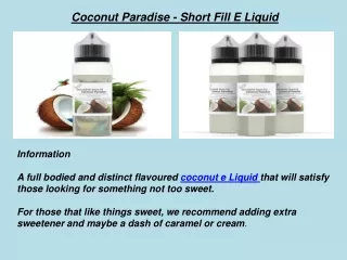 One Of The Best Coconut E Liquid in United Kingdam