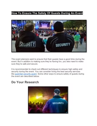 How To Ensure The Safety Of Guests During An Event