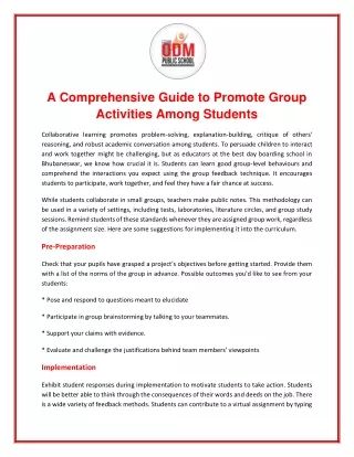 A Comprehensive Guide to Promote Group Activities Among Students