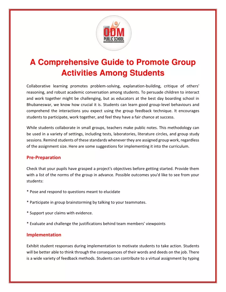 a comprehensive guide to promote group activities